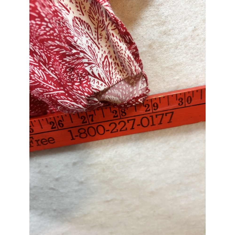 Foxcroft Women's 22 Button Up Red Floral Print Blouse L/SL Contrasting Cuffs - Picture 13 of 14